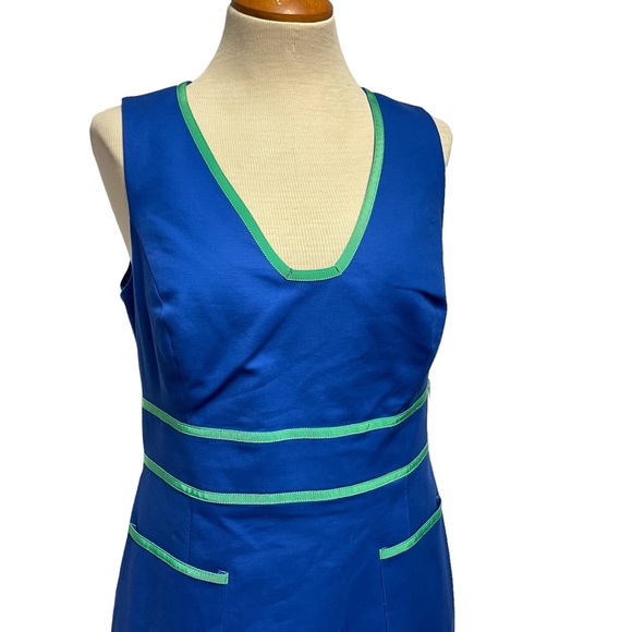 NWT ANNE KLEIN BLUE GREEN SHEATH TANK DRESS SUMMER WEDDING OCCASION WORK OFFICE - Picture 5 of 16